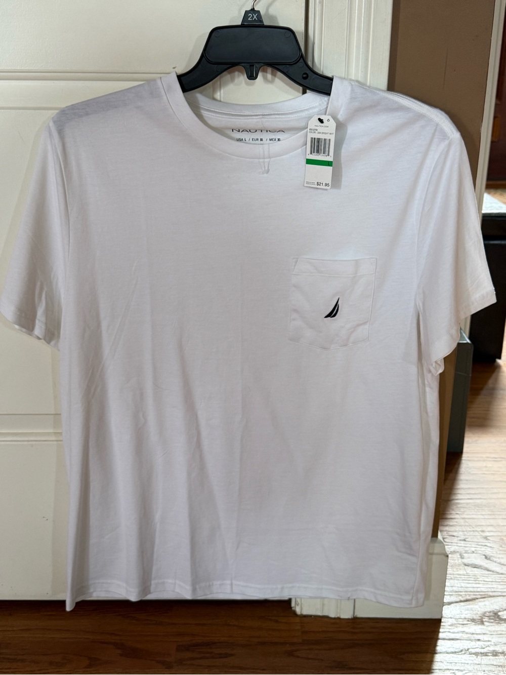 Nautica White Short-Sleeve Pocket Tee with Sail Logo